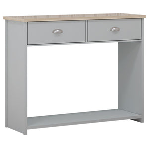 Westbury Farmhouse 2 Drawer Hallway Console Table - Matt Grey & Light Oak