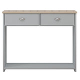 Westbury Farmhouse 2 Drawer Hallway Console Table - Matt Grey & Light Oak