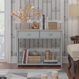 Westbury Farmhouse 2 Drawer Hallway Console Table - Matt Grey & Light Oak