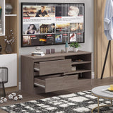 FWStyle Stora 2 Drawer Entertainment Unit With Storage - For up to 50 inch TV - Rustic Oak