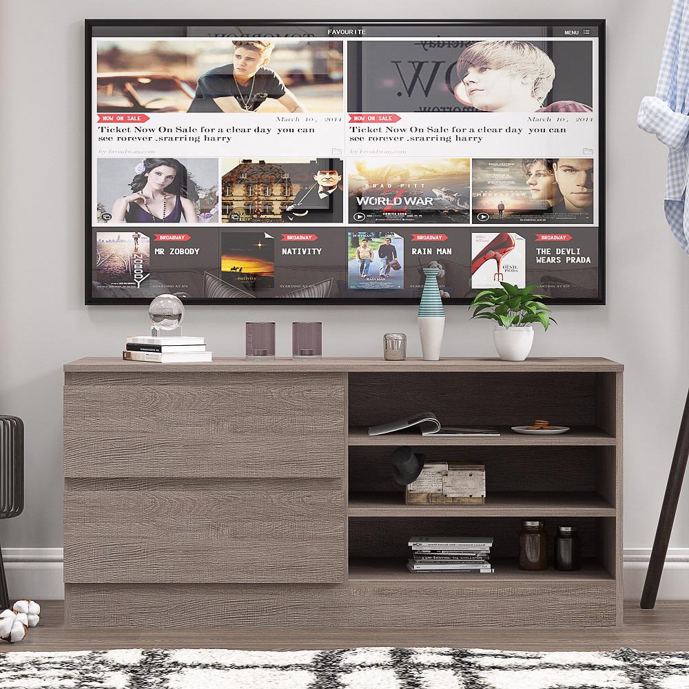 FWStyle Stora 2 Drawer Entertainment Unit With Storage - For up to 50 inch TV - Rustic Oak