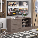 FWStyle Stora 2 Drawer Entertainment Unit With Storage - For up to 50 inch TV - Rustic Oak