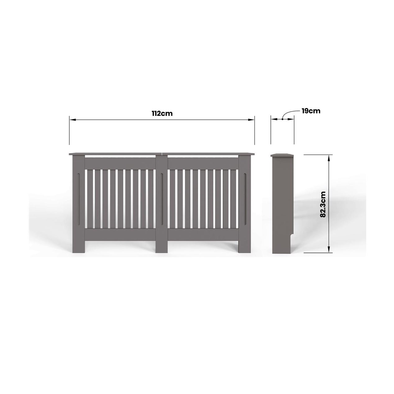 FWStyle Vertical Slat Large MDF Grey Radiator Cover