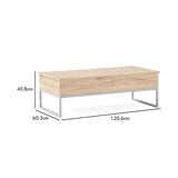 Lift Up Storage Coffee Table Light Oak / Silver