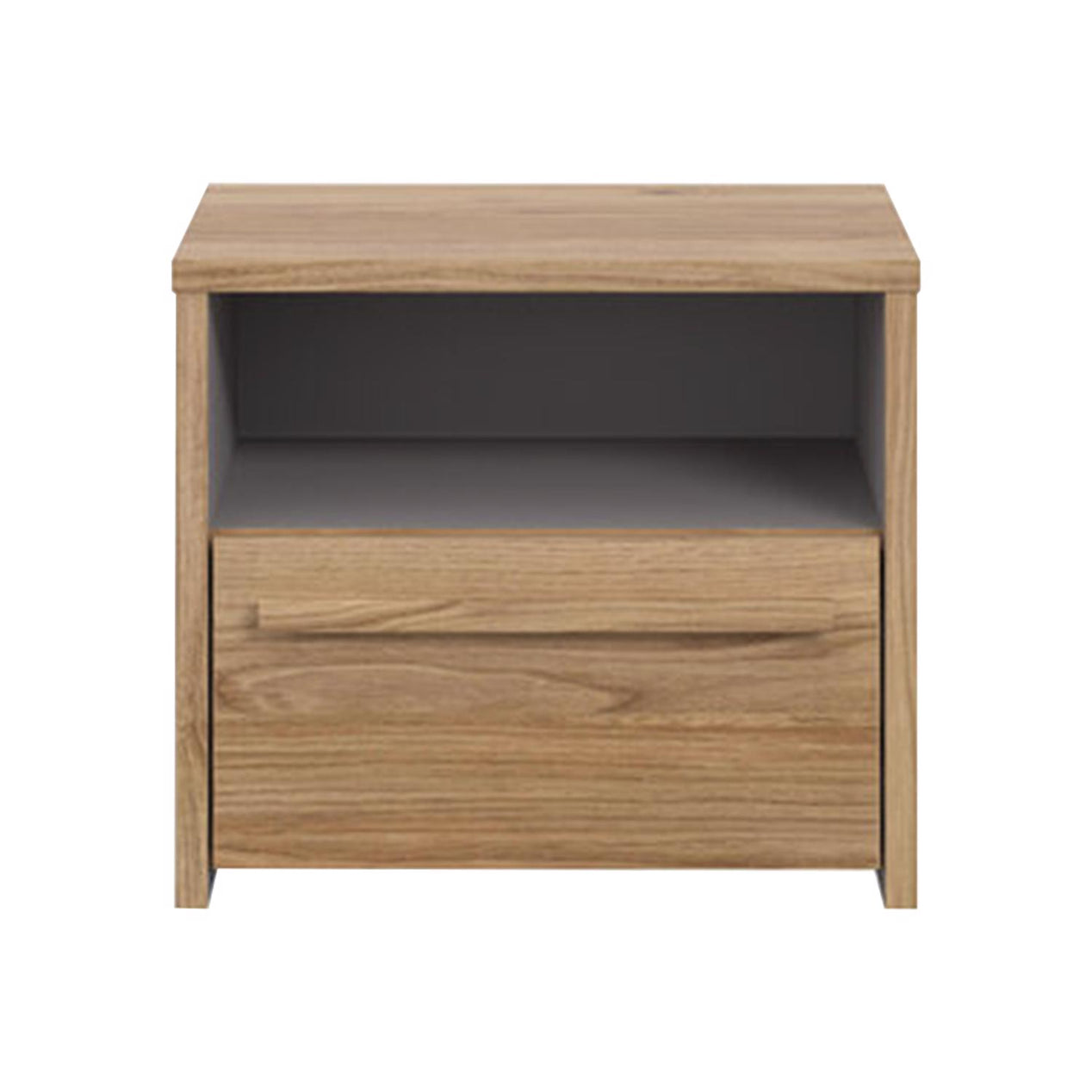 Matt Grey Oak Bedside 1 Drawer With Open Shelf