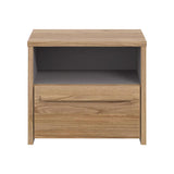 Matt Grey Oak Bedside 1 Drawer With Open Shelf
