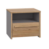 Matt Grey Oak Bedside 1 Drawer With Open Shelf