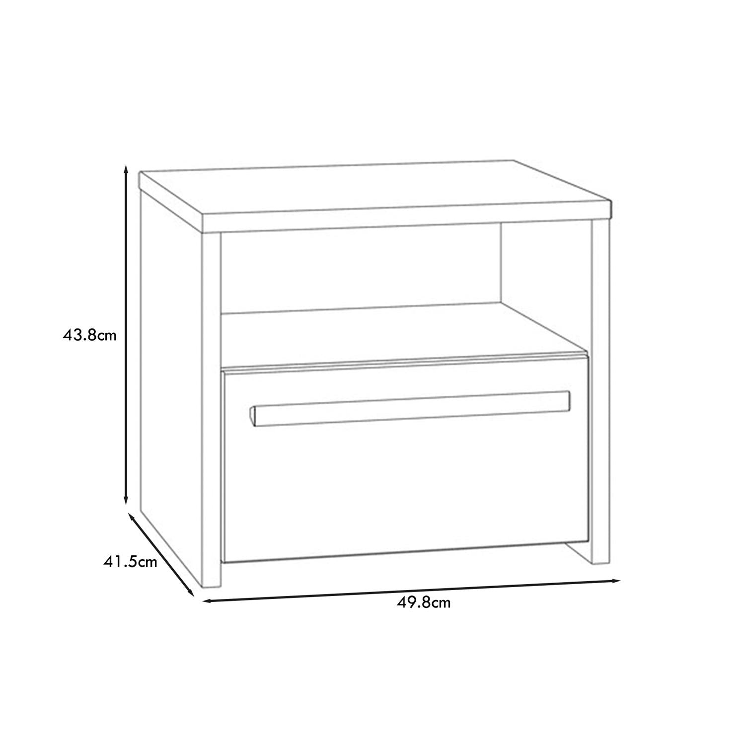 Matt Grey Oak Bedside 1 Drawer With Open Shelf