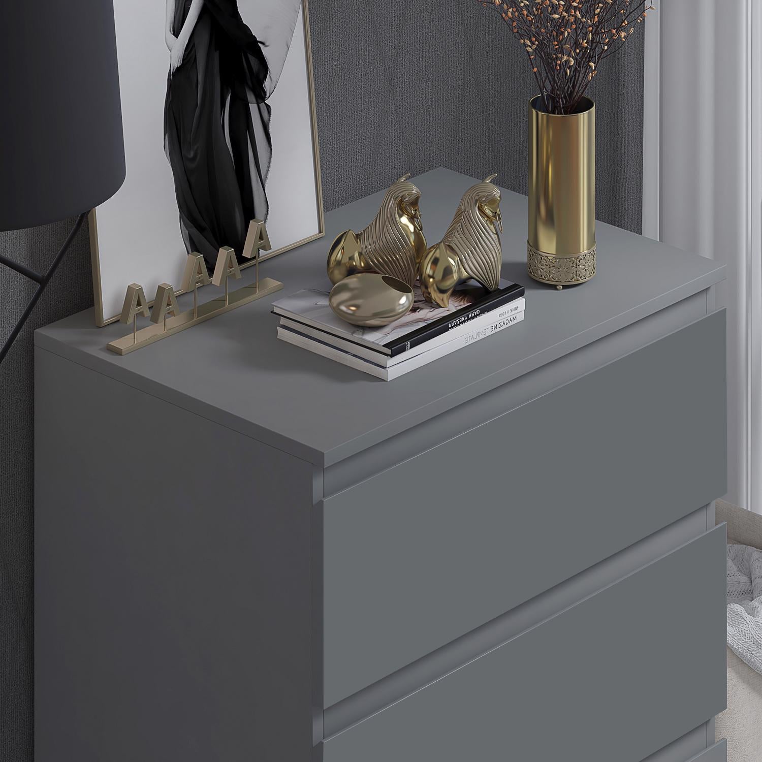 FWStyle Stora 3 Drawer Chest of Drawers - Matt Dark Grey