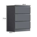 FWStyle Stora 3 Drawer Chest of Drawers - Matt Dark Grey