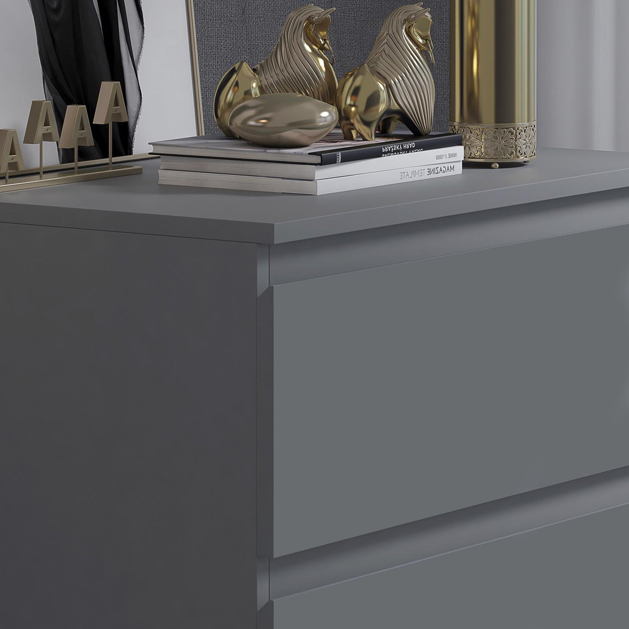 FWStyle Stora 3 Drawer Chest of Drawers - Matt Dark Grey