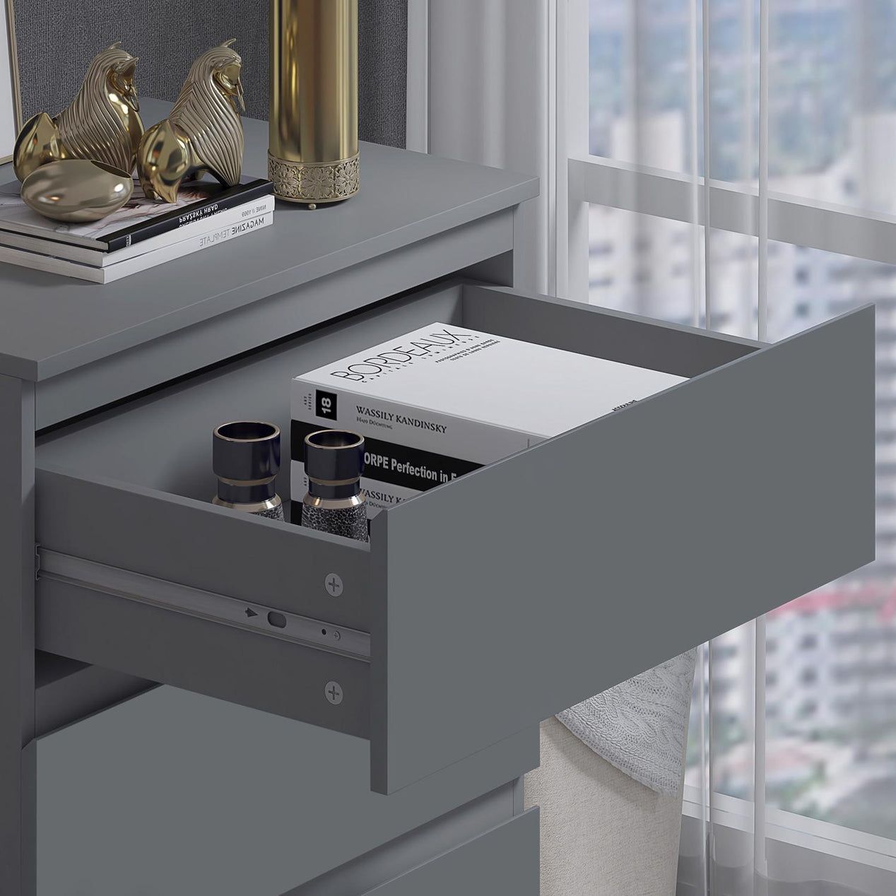 FWStyle Stora 3 Drawer Chest of Drawers - Matt Dark Grey