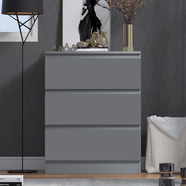 FWStyle Stora 3 Drawer Chest of Drawers - Matt Dark Grey
