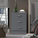 FWStyle Tunis 3 Drawer Bedside Chest Matt Grey