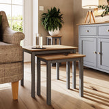 Taberno Oak Nest Of 2 Tables Dove Grey