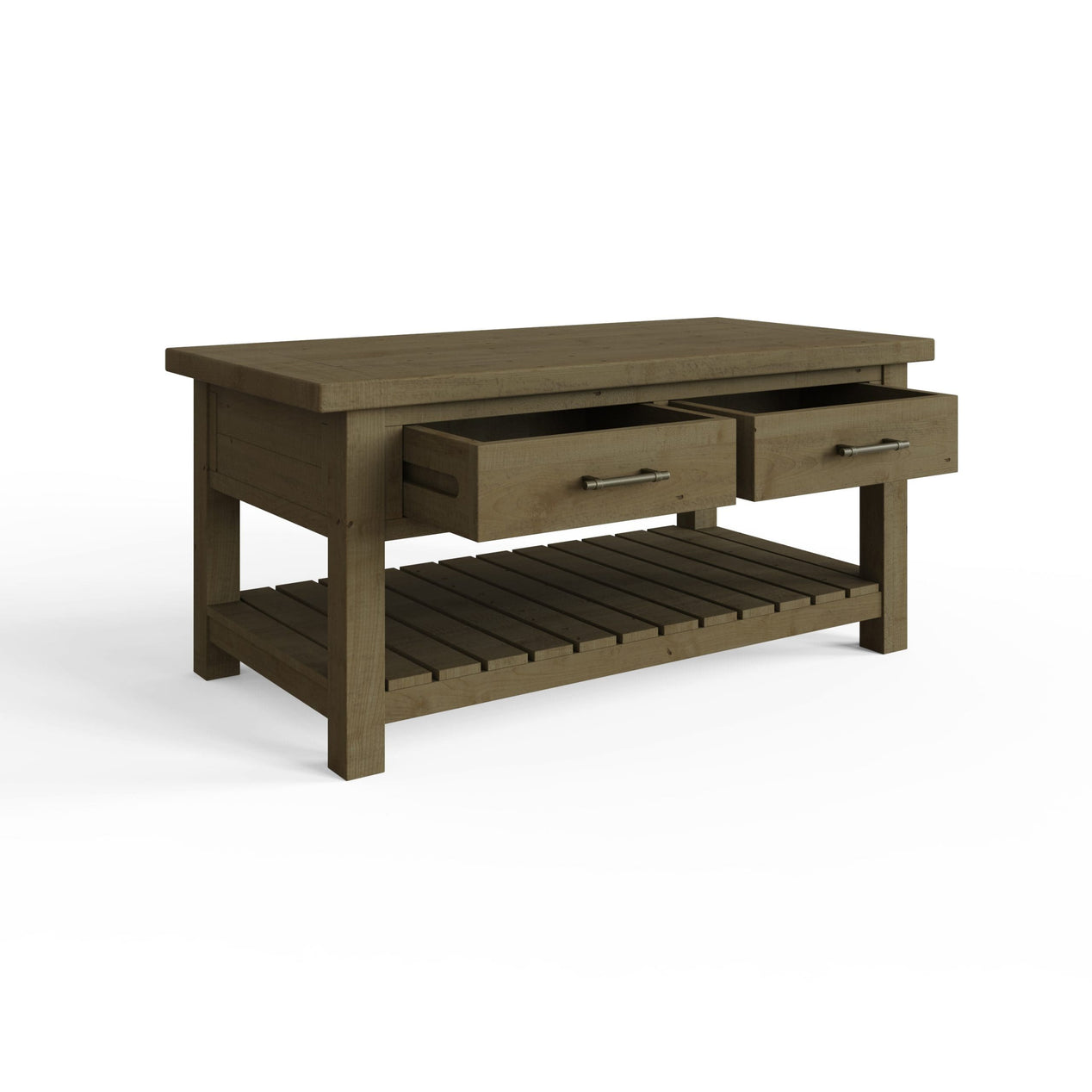 Saltash 2 Drawer Storage Coffee Table - Solid Reclaimed Natural Pine