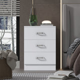 FWStyle Tunis 3 Drawer Bedside Chest Matt White