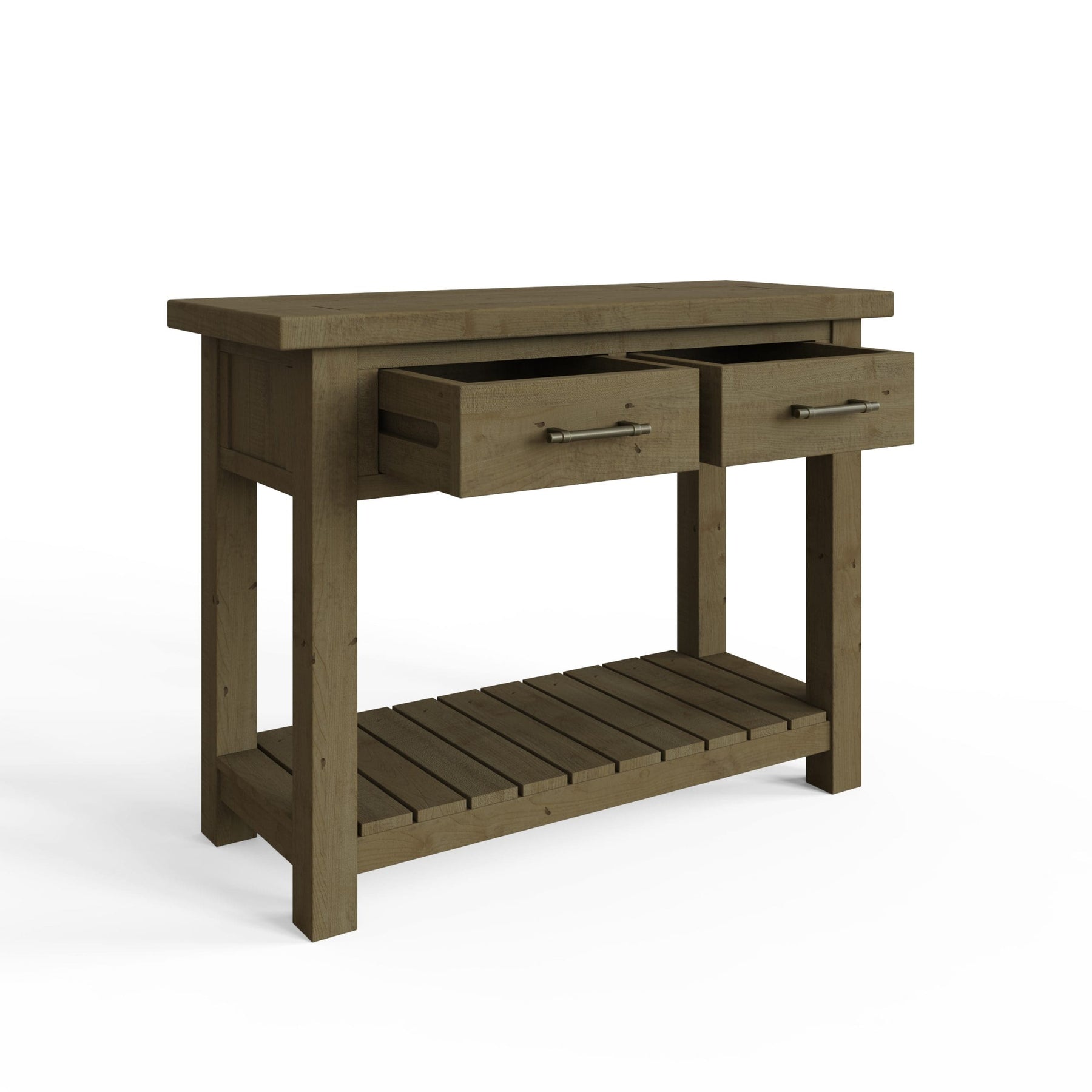Saltash 2 Drawer Console Table - Solid Reclaimed Natural Pine