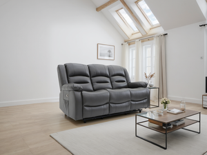 Alva Electric Recliner Sofa Grey 3 Seater