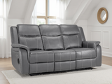 Galaxy Tech Electric Recliner 3 Seater Grey Leather