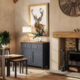 Taberno Oak 2 Door 2 Drawer Sideboard Graphite Blue