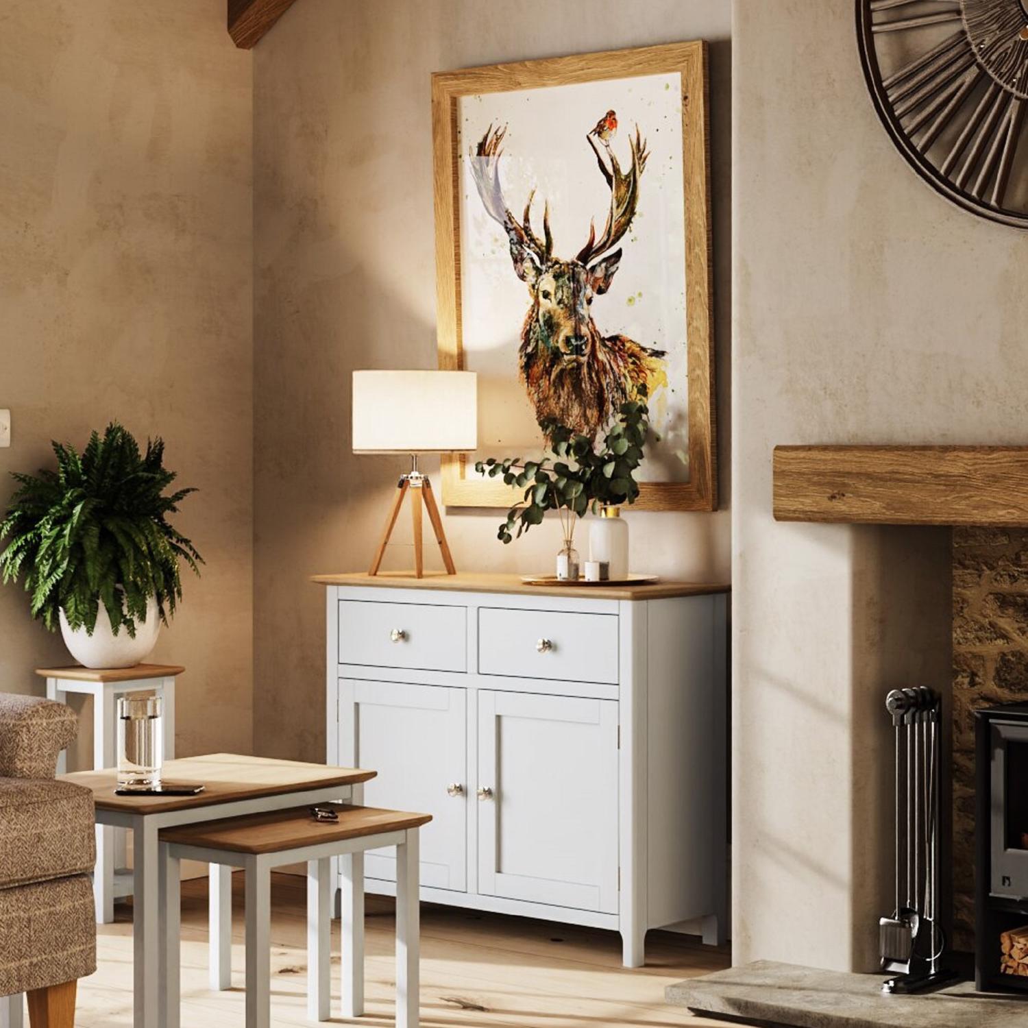 Taberno Oak 2 Door 2 Drawer Sideboard Linen White