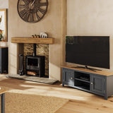 Taberno Oak 2 Door TV Unit Graphite Blue