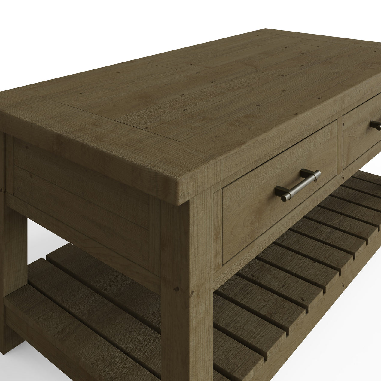 Saltash 2 Drawer Storage Coffee Table - Solid Reclaimed Natural Pine