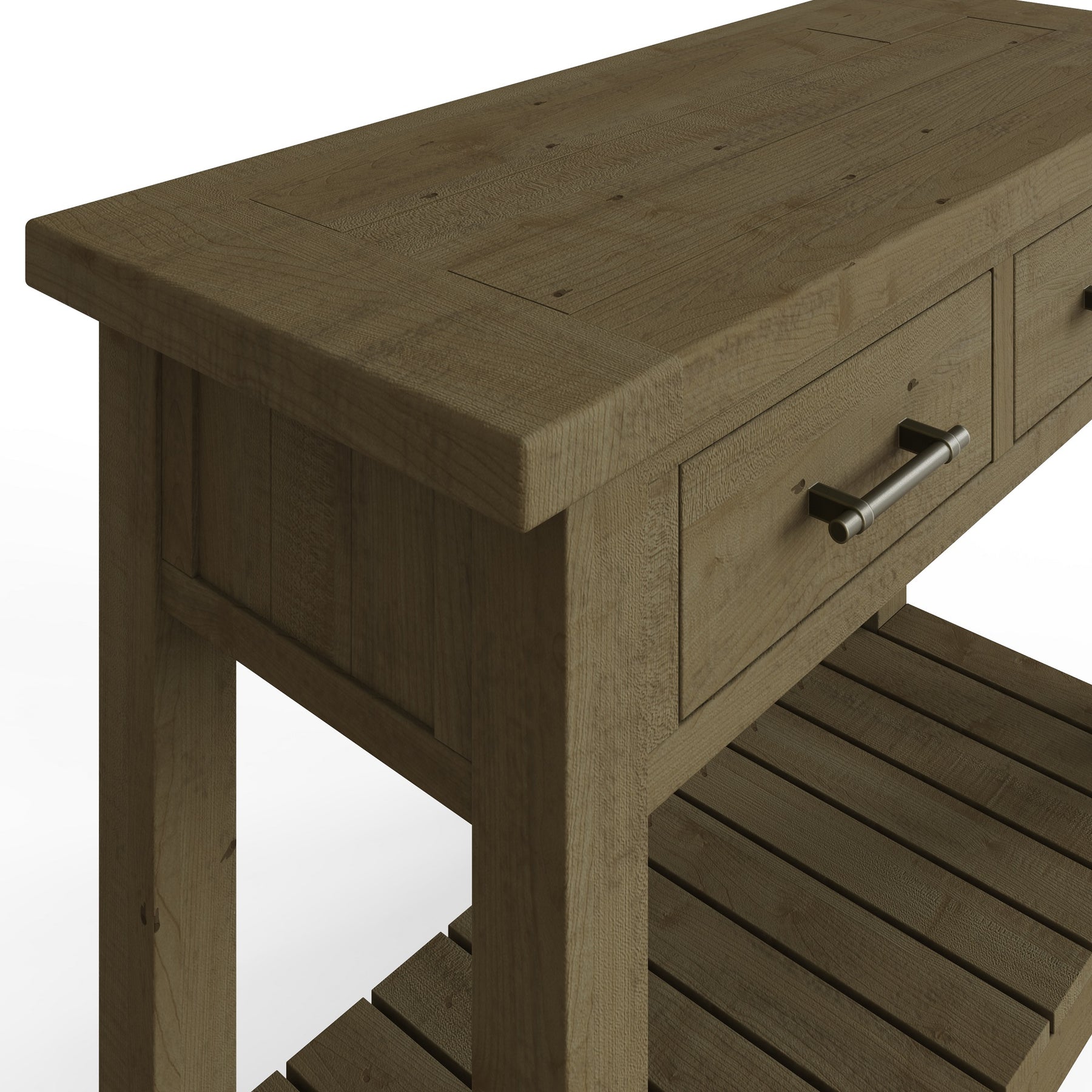 Saltash 2 Drawer Console Table - Solid Reclaimed Natural Pine