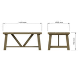 Saltash 1.6m Fixed Top Dining Table - Solid Reclaimed Natural Pine