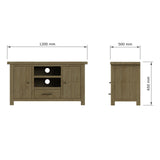 Saltash Large TV Unit 2 Door 1 Drawer - Solid Reclaimed Natural Pine