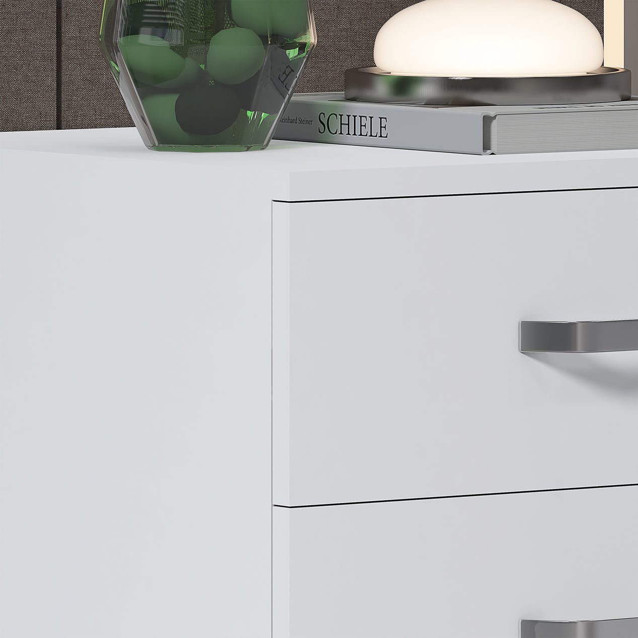 FWStyle Tunis 3 Drawer Bedside Chest Matt White
