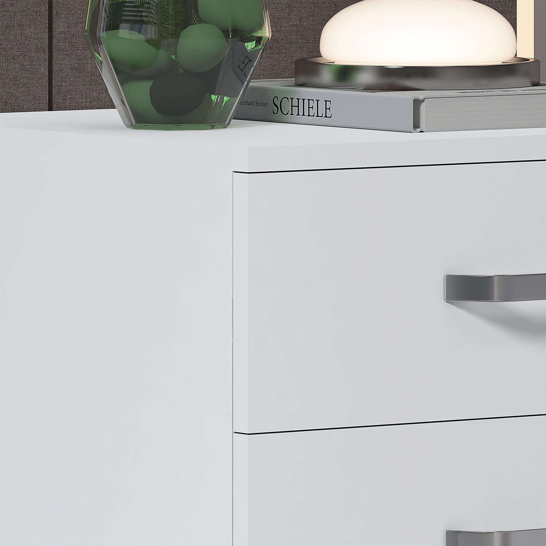 FWStyle Tunis 3 Drawer Bedside Chest Matt White
