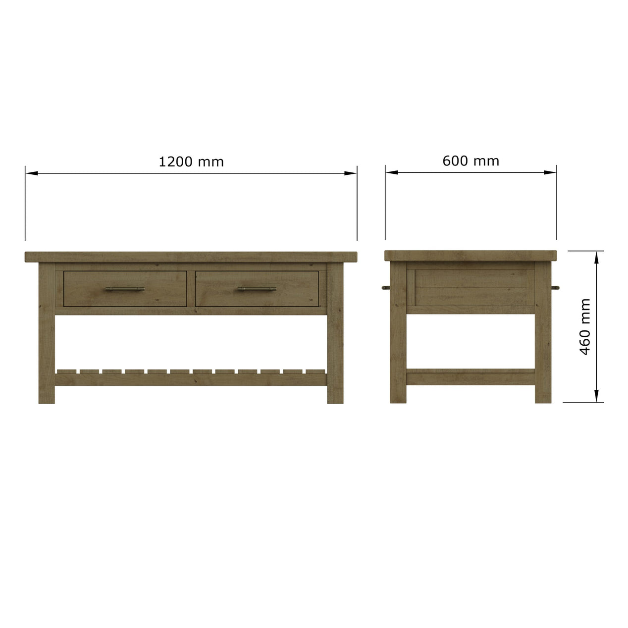 Saltash 2 Drawer Storage Coffee Table - Solid Reclaimed Natural Pine