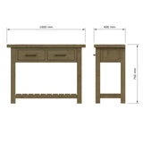 Saltash 2 Drawer Console Table - Solid Reclaimed Natural Pine