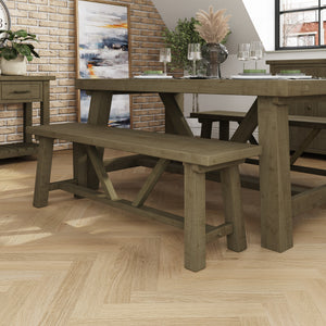 Saltash 1.4m Dining Bench - Solid Reclaimed Natural Pine