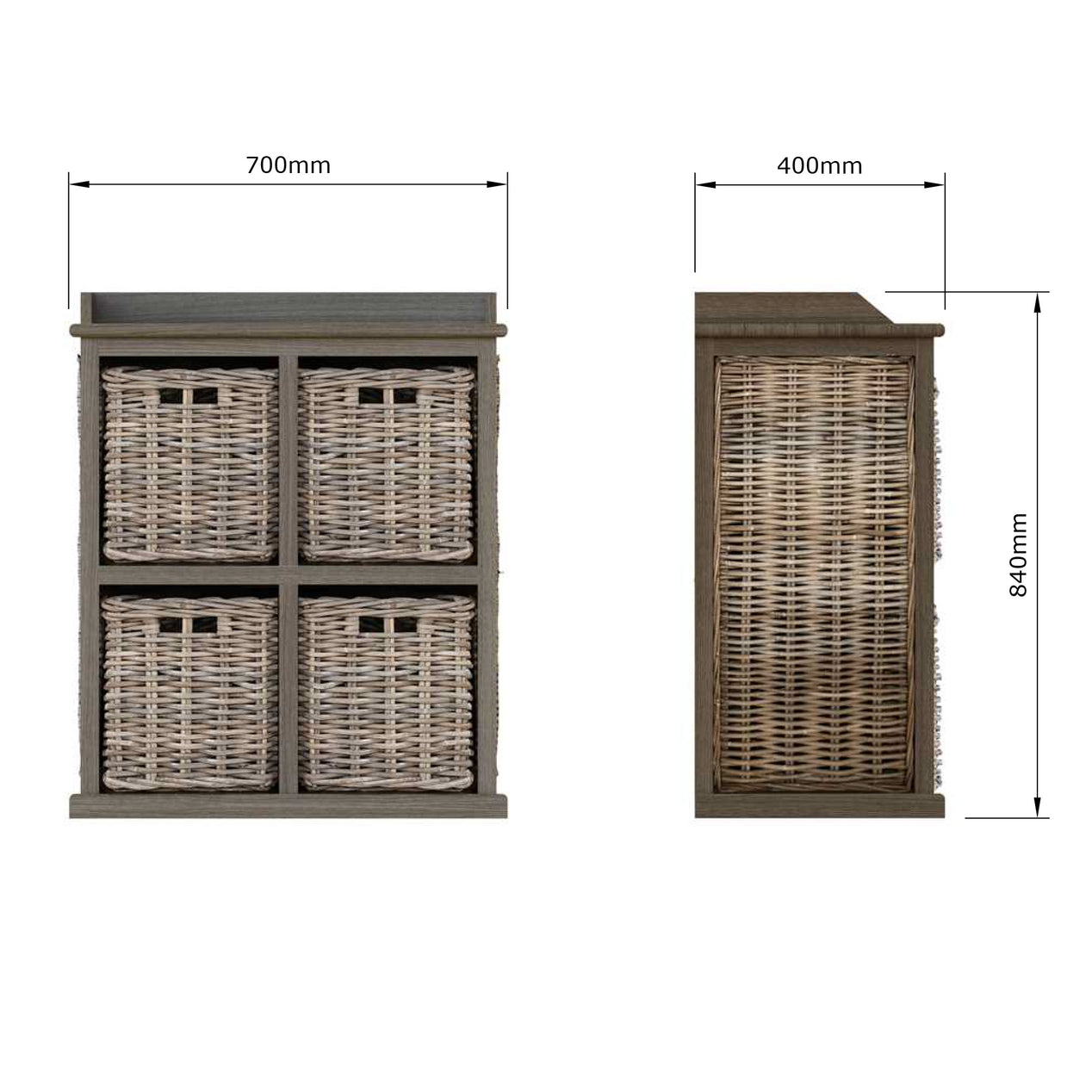 Maya Handmade Kubu Rattan 2 Over 2 Basket Storage Unit