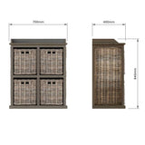 Maya Handmade Kubu Rattan 2 Over 2 Basket Storage Unit