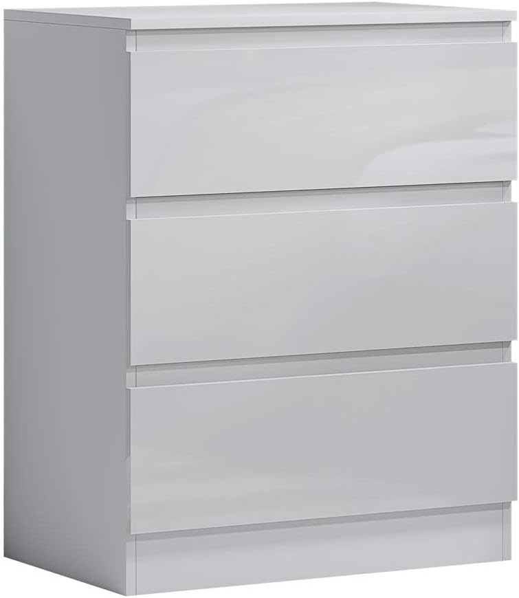 FWStyle Carlton 3 Drawer Chest Of Drawers - White Gloss Front