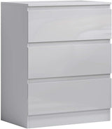 FWStyle Carlton 3 Drawer Chest Of Drawers - White Gloss Front