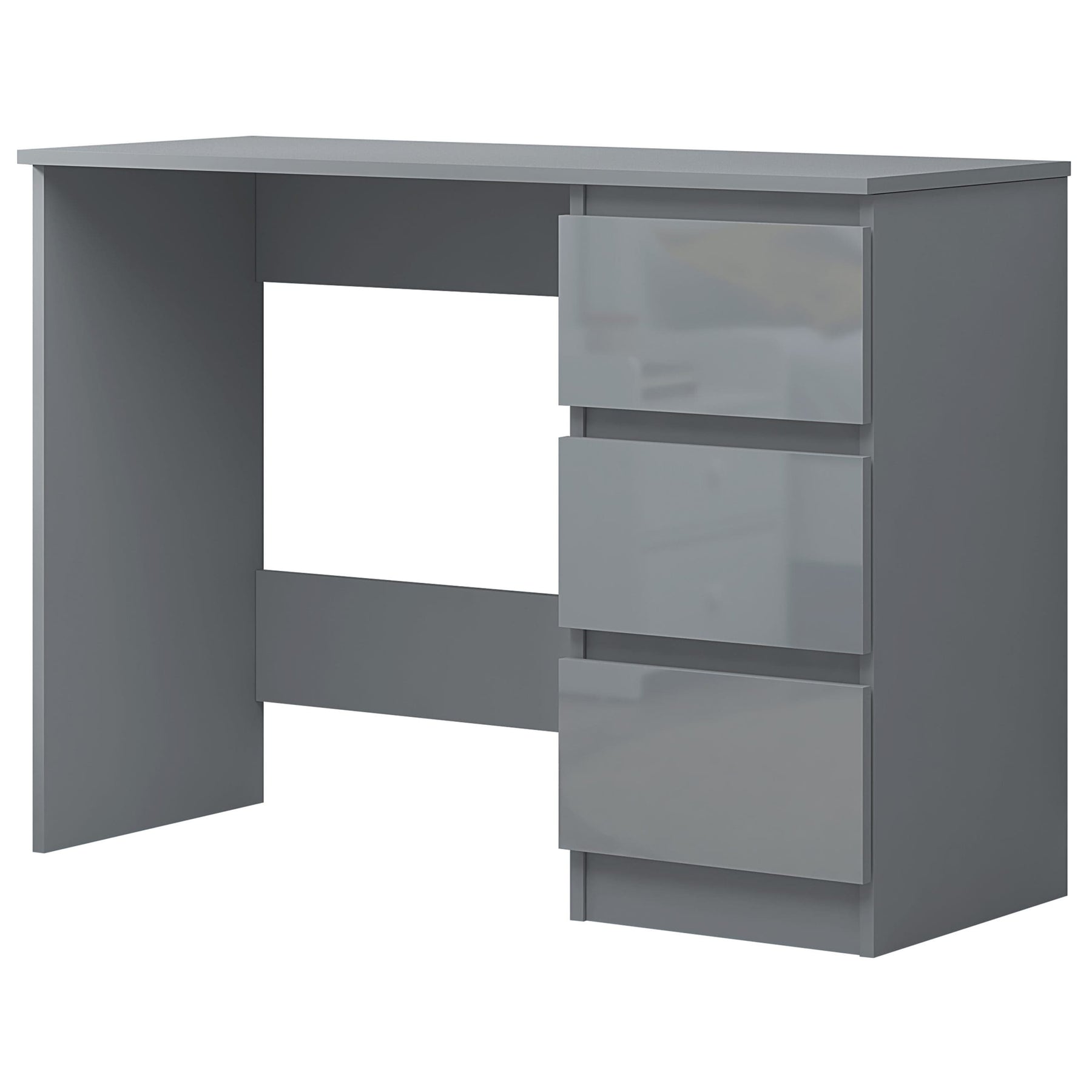 FWStyle Stora 3 Drawer Dressing Table - Grey Gloss Front