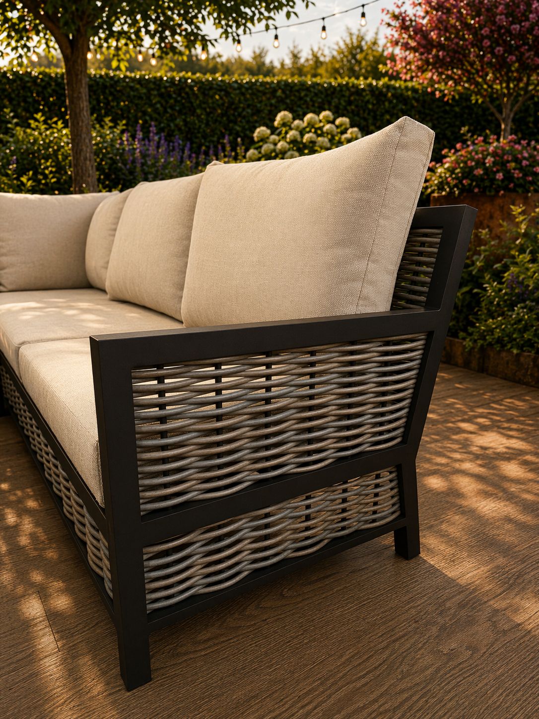 Lyra Outdoor Fire Pit Dining Set Beige