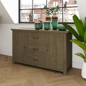 Saltash Large Sideboard 2 Door 3 Drawer - Solid Reclaimed Natural Pine