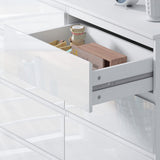 FWStyle Stora 8 Drawer Wide 4+4 Chest Of Drawers - White Gloss Front