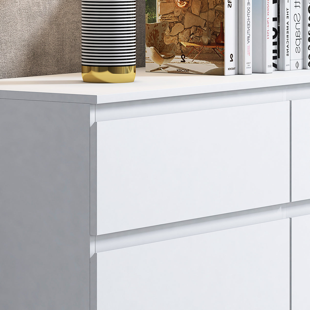 FWStyle Stora 6 Drawer Wide 3+3 Chest Of Drawers - Matt White