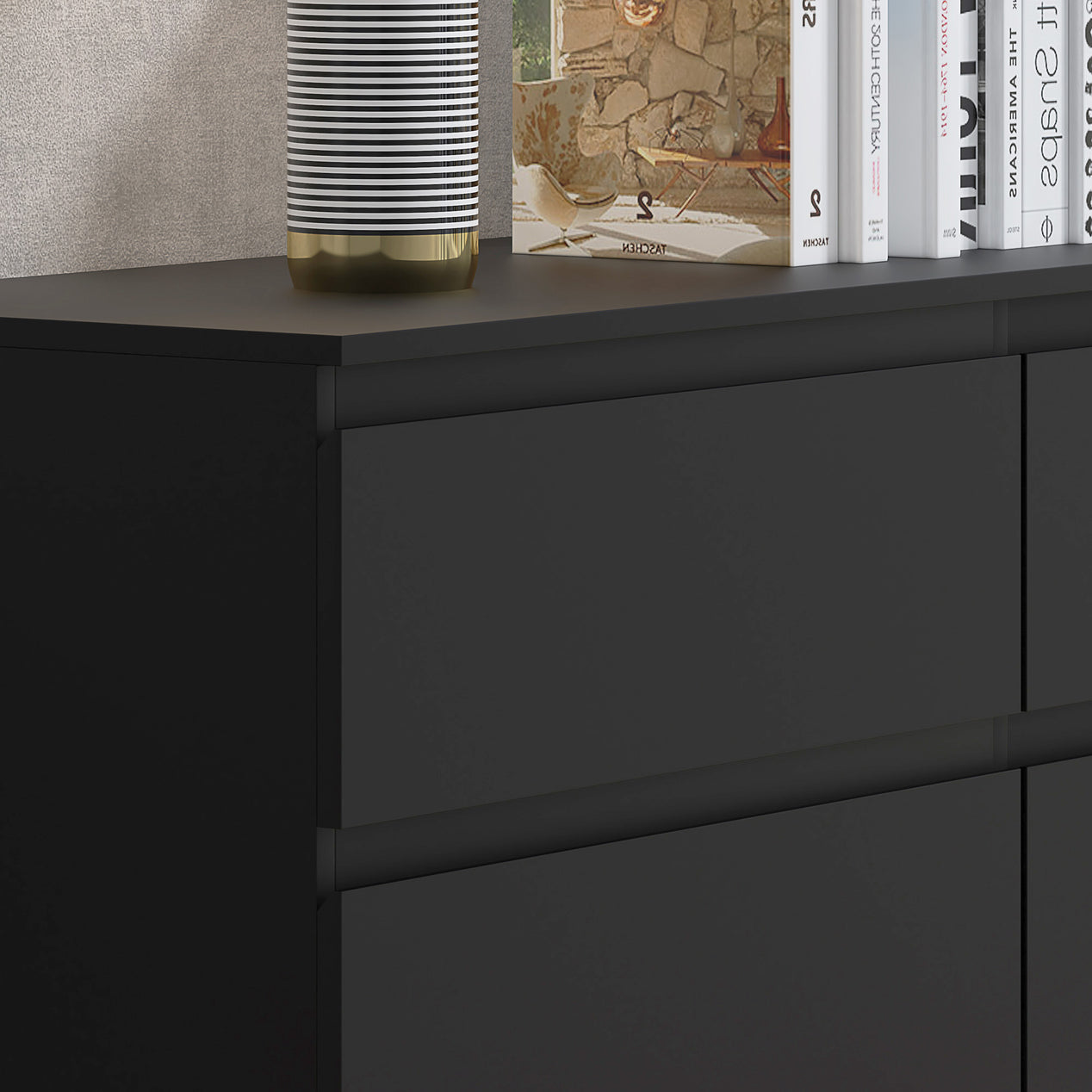 FWStyle Stora 6 Drawer Wide 3+3 Chest Of Drawers - Matt Black