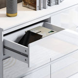 FWStyle Stora 6 Drawer Wide 3+3 Chest Of Drawers - White Gloss Front