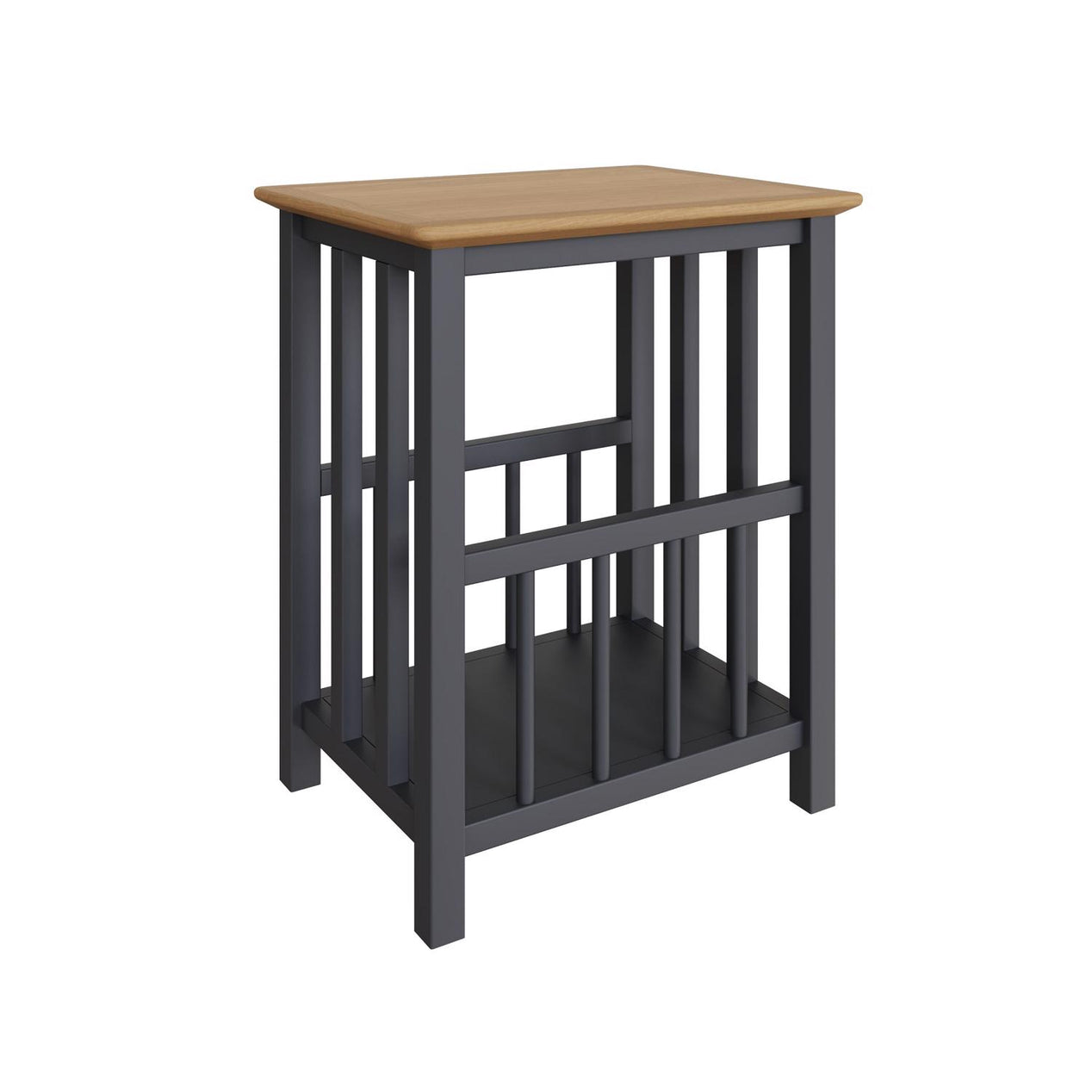 Taberno Oak Magazine Rack Turntable Stand Graphite Blue