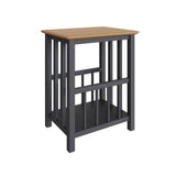 Taberno Oak Magazine Rack Turntable Stand Graphite Blue