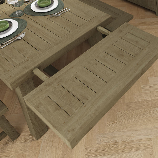 Saltash 2m Fixed Top Dining Table - Solid Reclaimed Natural Pine